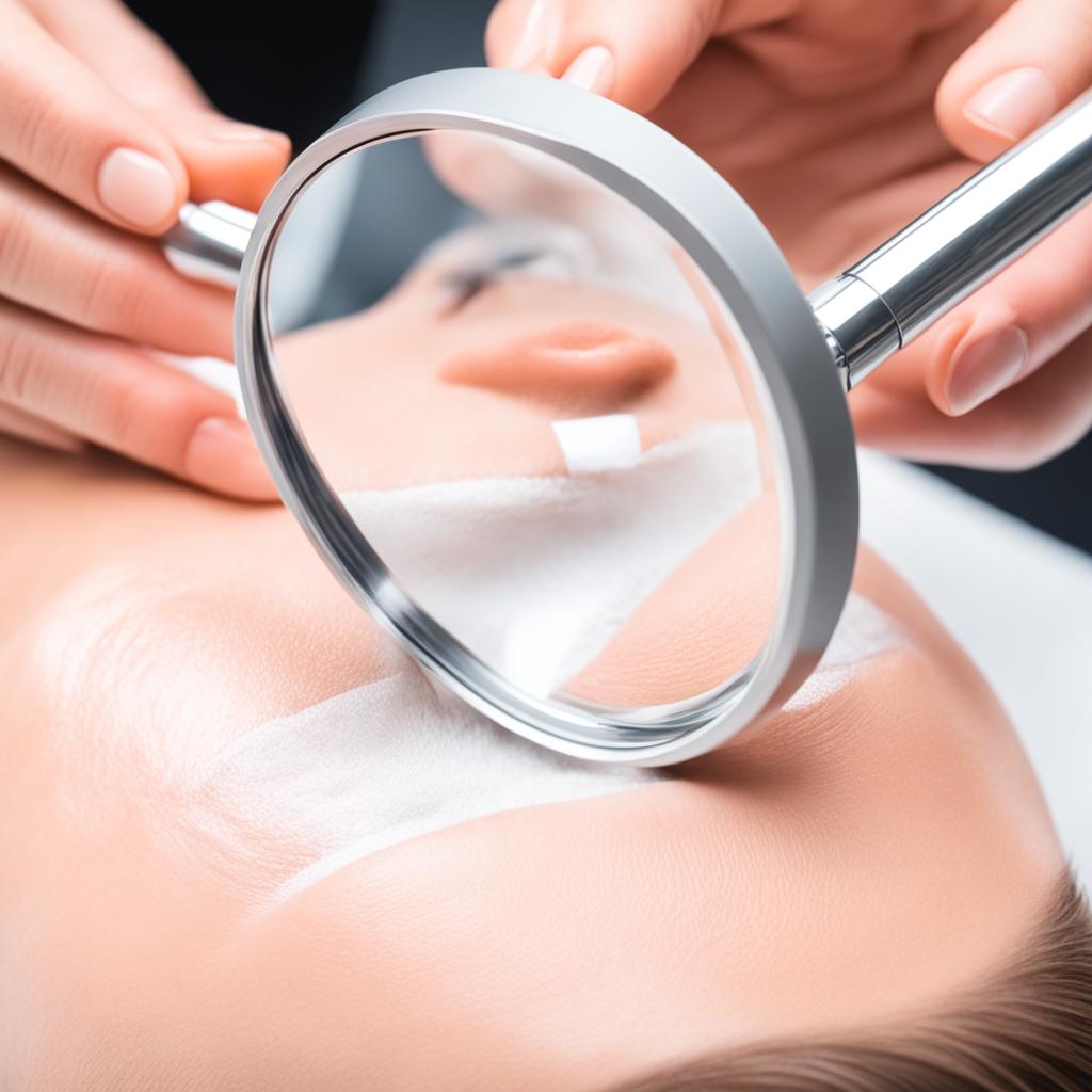 Professional Esthetician Performing Skin Analysis